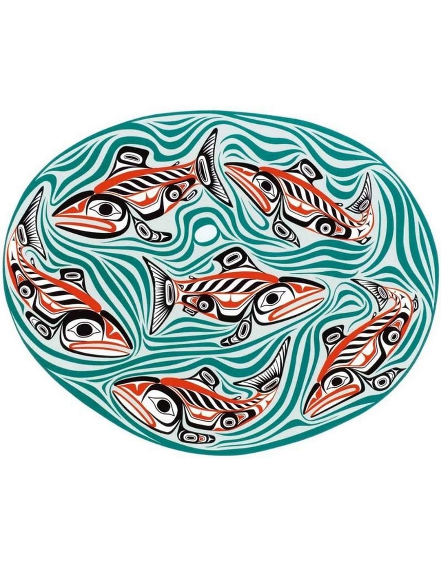 14" x 12" Swg'ag'aann-Sockeye Salmon Pool by Bill Reid Framed Print (1 of 1)