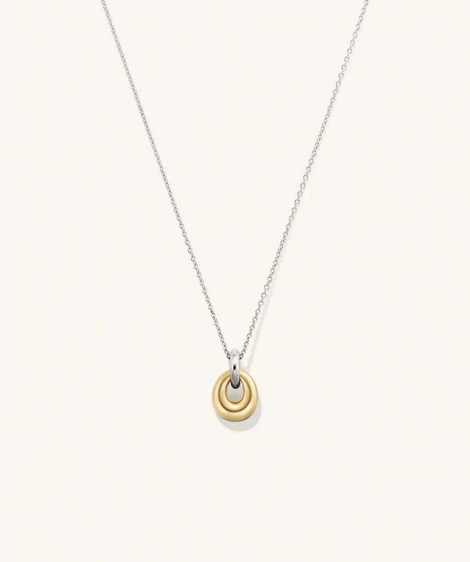 18k Vermeil Gold Plated & Sterling Silver Jojo Loop Pendant: 18k Vermeil Gold Plated Jojo Loop Pendant This 18k Vermeil Gold Plated Jojo Loop Pendant is a contemporary take on timeless elegance. Featuring a graceful open-loop design with a polished 18k gold