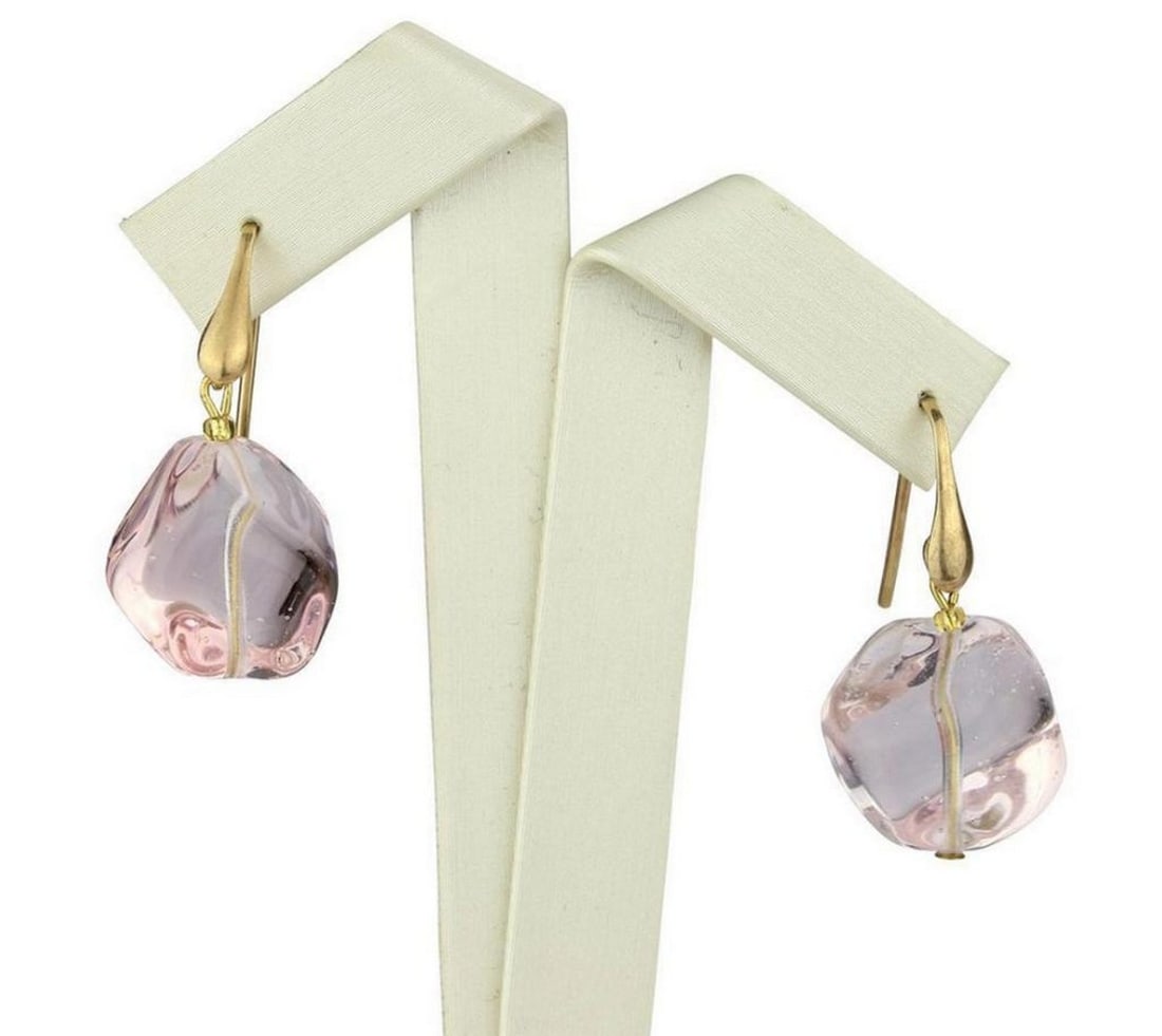 Pastel Purple Toned Venetian Glass Bead Earrings: Pastel Purple Toned Venetian Glass Bead Earrings Exclusive earrings handmade by lamp working technique in original Murano glass. Very elegant and rich jewel perfect to dress up or down. 