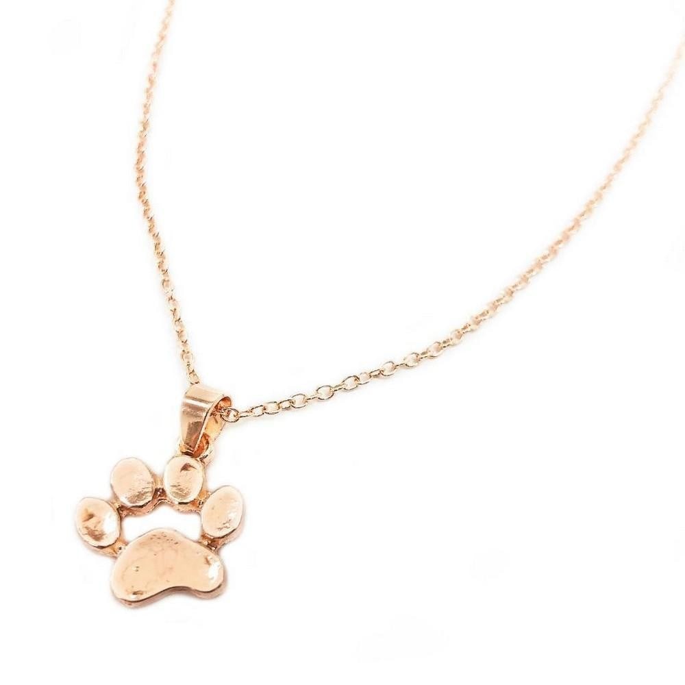 Rose Gold Tone Dog Paw Pendant Accompanied With Chain (1 of 2)