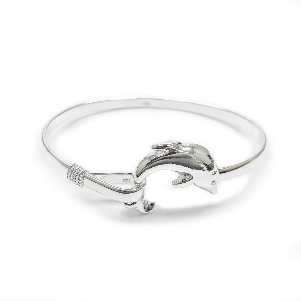 Ladies 925 Sterling Silver Dolphin Bangle (1 of 3)