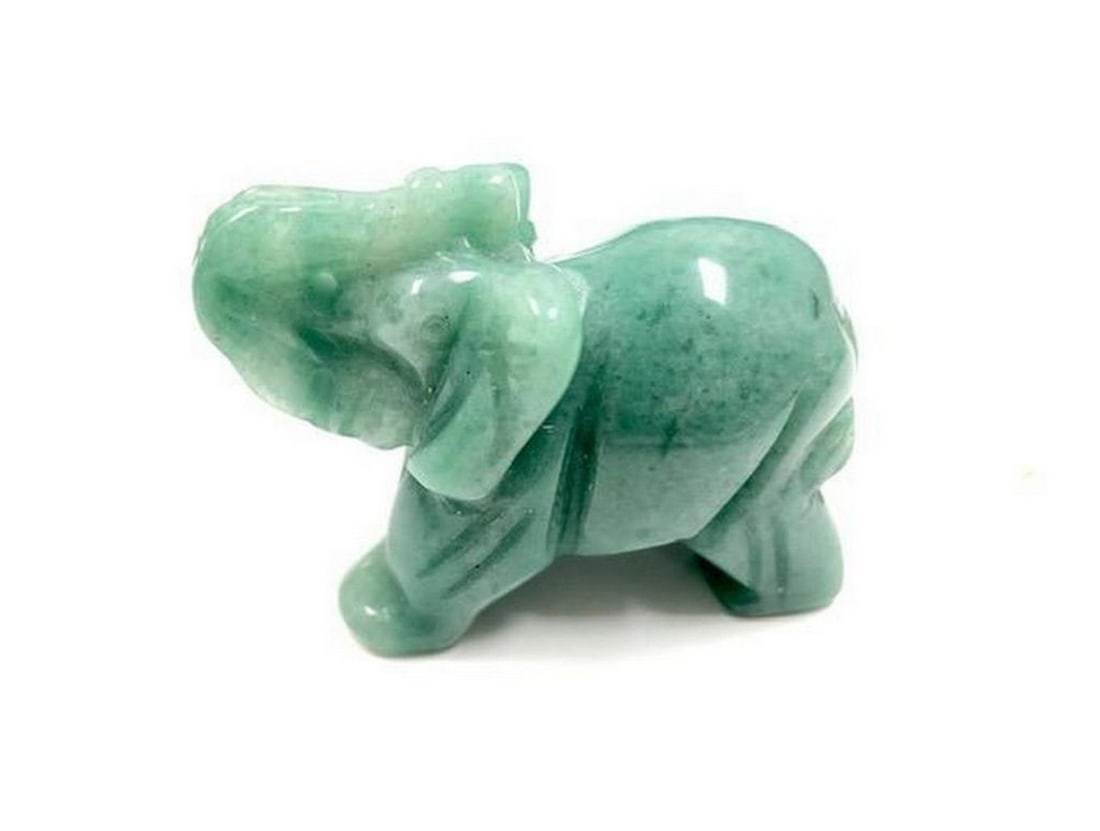 ASIAN HAND CARVED GREEN JADE ELEPHANT FIGURE (1 of 3)