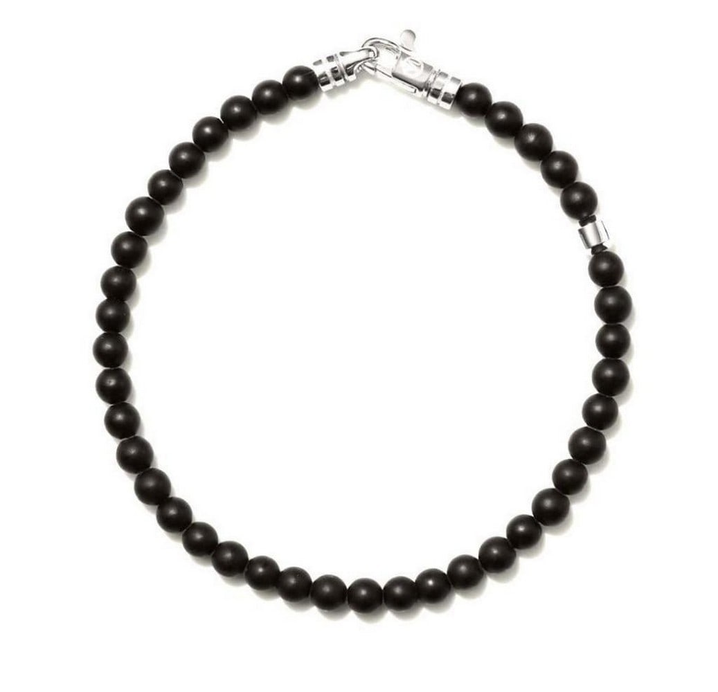 Black Agate Beaded 925 Sterling Silver Bracelet (1 of 3)