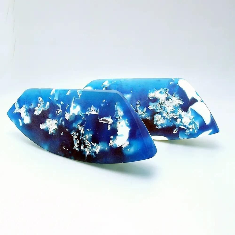 Wedge' Glass Sculpture by Jessamy Kelly: 'Wedge' Glass Sculpture by Jessamy Kelly Jessamy Kelly’s sculptural glass art, ‘Wedge,’ is part of her stunning kiln-formed glass collection, crafted in blue and opaline white to showca