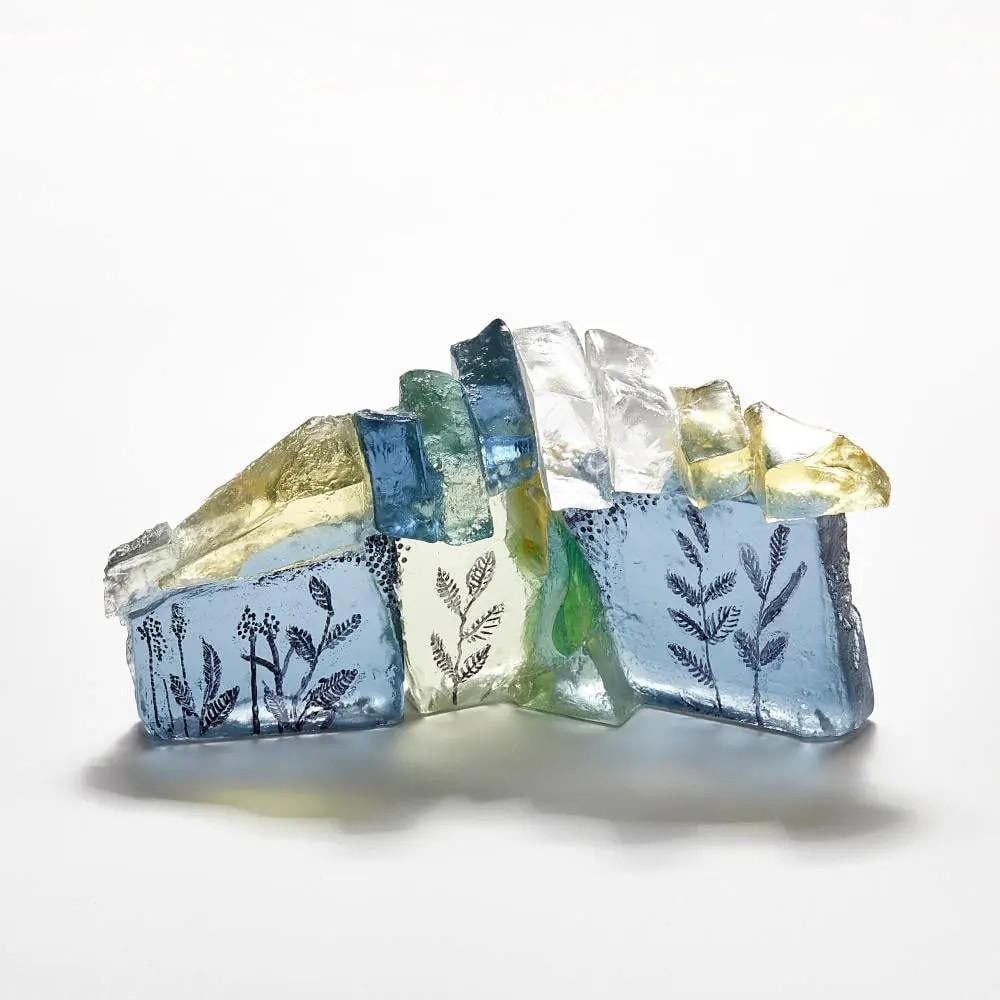 Rocky Sculpture' Glass Art Piece by Deborah Timperley: 'Rocky Sculpture' Glass Art Piece by Deborah Timperley This charming small sculpture is a visual delight, hand-engraved with intricate sea grasses and rocky meadows to capture the essence of