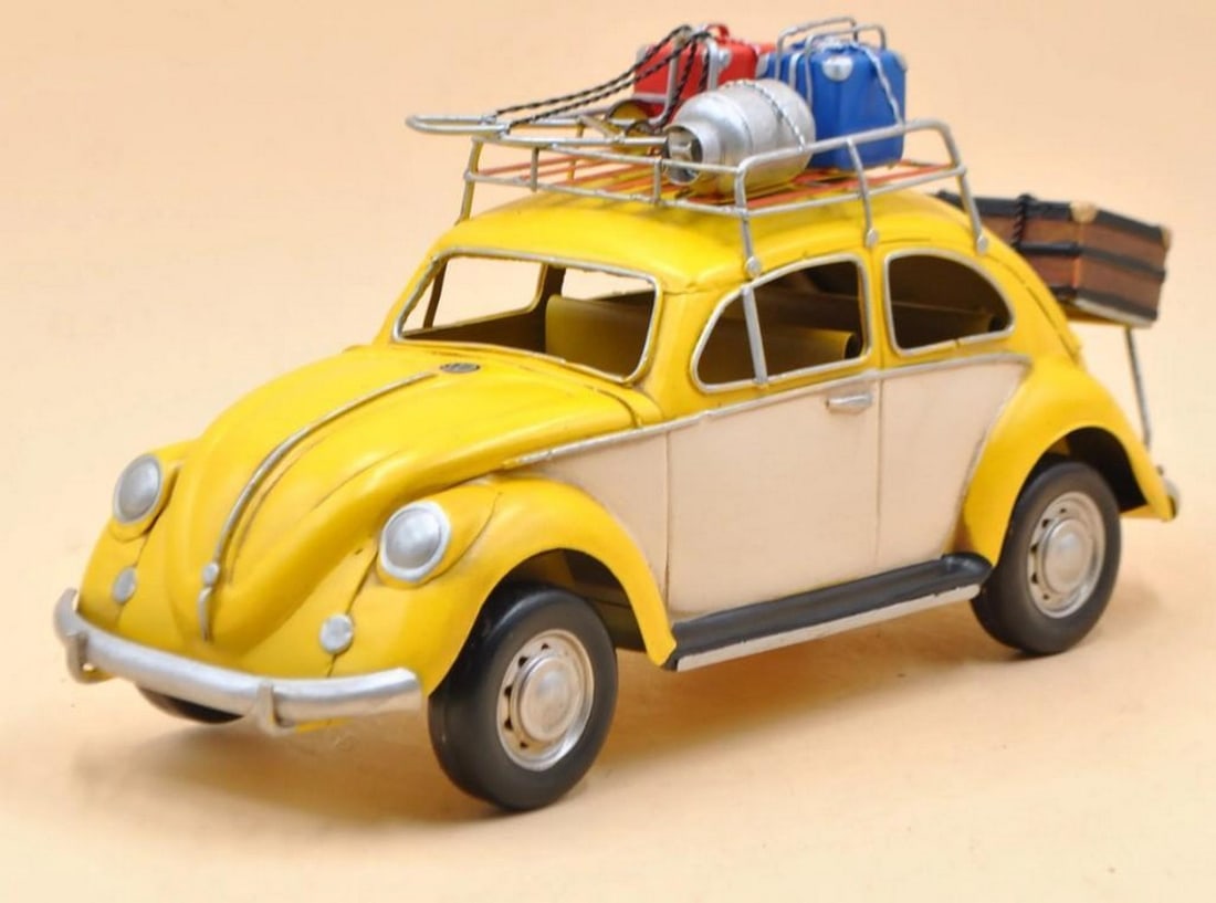 Classic 1934 Yellow VW Beetle Die Cast Model Car Figurine (1 of 1)