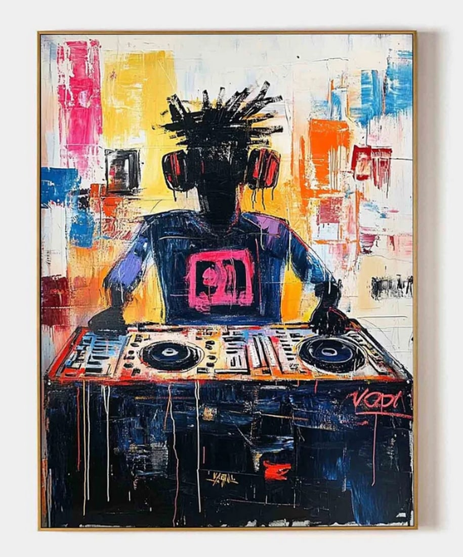 "Rhythmic Vibes" Basquiat Inspired Graffiti Canvas Print (1 of 4)