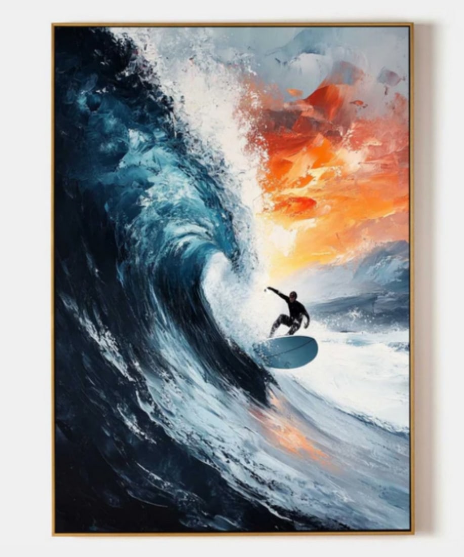 Riding the Roar Textured Art Canvas Painting (1 of 2)