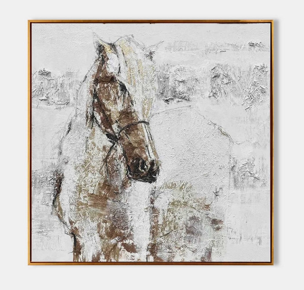 White Horse Wasabi-Sabi Inspired Original Oil Painting Canvas (1 of 4)