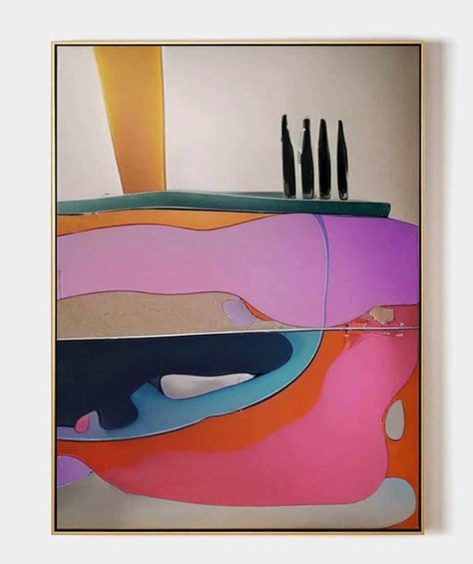 Abstract Layers of Color and Form Canvas Painting (1 of 3)