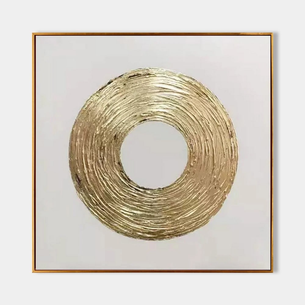 Gold & White Canvas 3D Abstract Textured Original Painting (1 of 4)