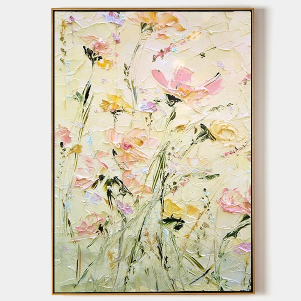 Colorful Blossom Abstract Original Canvas Painting: Colorful Blossom Abstract Original Canvas Painting Bright and lively, this original canvas painting features vibrant, abstract flowers that bring a burst of color and energy to any space. Signed by t