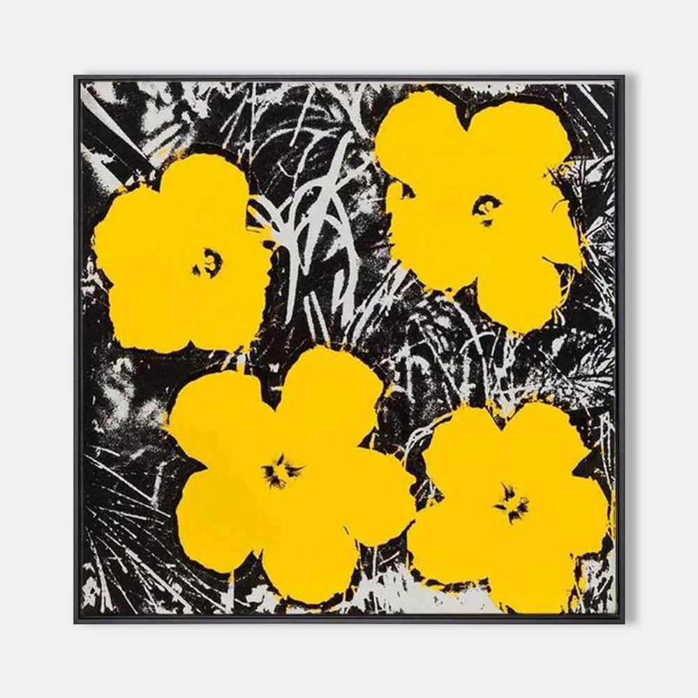 Andy Warhol Inspired Yellow Flowers Pop Art Canvas Painting (1 of 2)