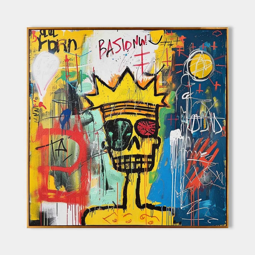 Jean Basquiat Inspired Abstract Graffiti Art Canvas Painting (1 of 2)