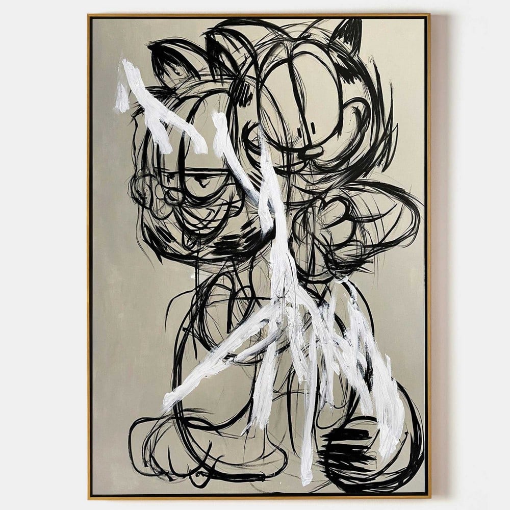 Trippy Garfield Abstract Graffiti Canvas Art Painting: Trippy Garfield Abstract Graffiti Canvas Art Painting Add a playful edge to your decor with this trippy Garfield abstract graffiti canvas art painting. Blending bold colors, surreal details, and stre