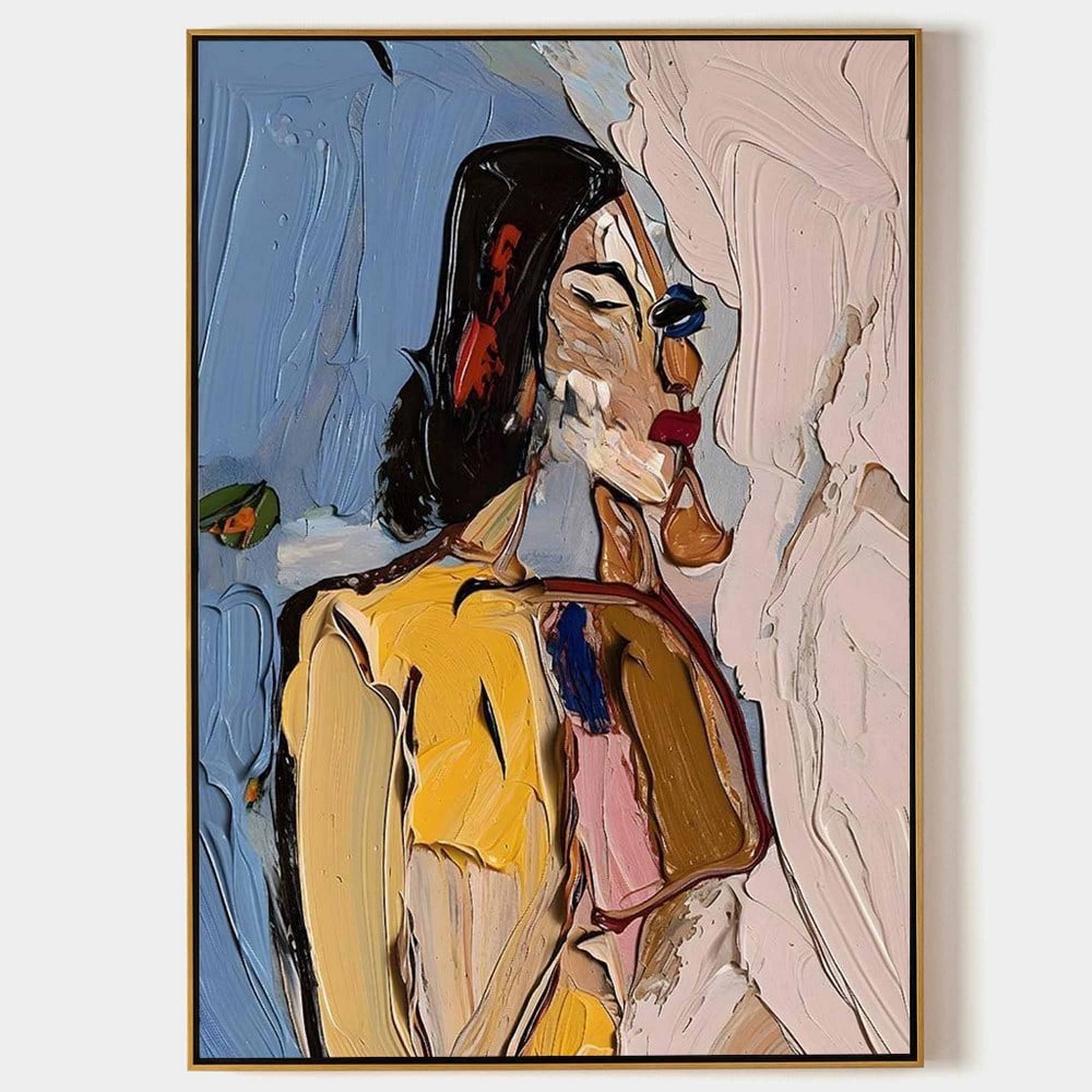 Thick Abstract Woman Colorful Canvas Oil Painting: Thick Abstract Woman Colorful Canvas Oil Painting The Thick Abstract Woman Colorful Canvas Oil Painting showcases a vibrant, expressive portrayal of a woman through bold, thick brushstrokes and strik