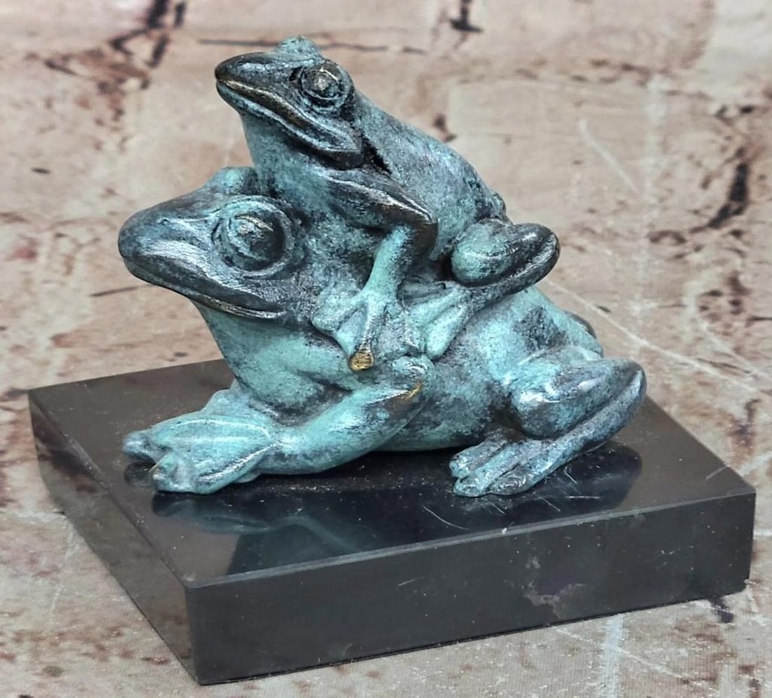 “Mother’s Watch?? Frog and Baby Signed Bronze Sculpture by Milo – 3.5" x 3.5": “Mother’s Watch” Frog and Baby Signed Bronze Sculpture by Milo – 3.5" x 3.5" “Mother’s Watch” is a charming original bronze sculpture by Milo, capturing a tender moment b