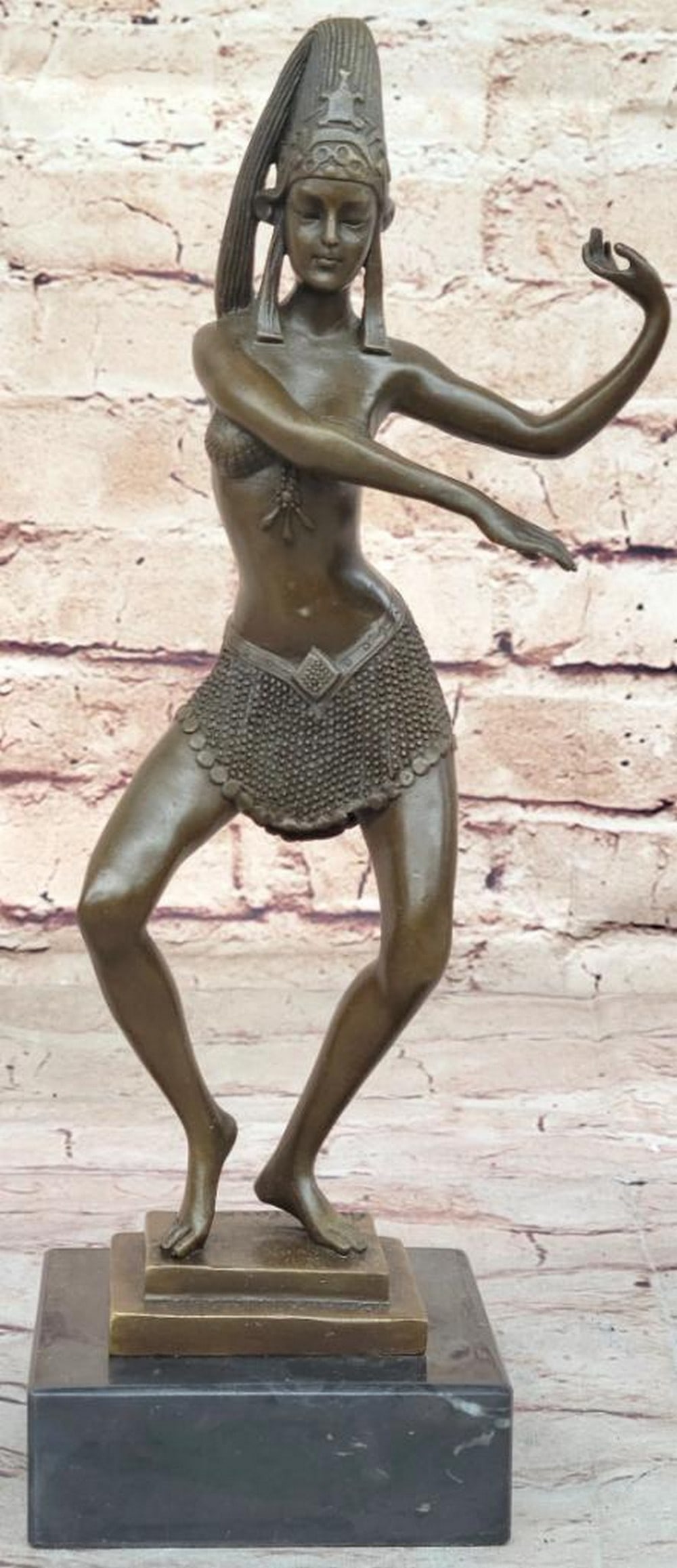 Egyptian Dancer Bronze Sculpture by Allan Clark - 11" x 4": Egyptian Dancer Bronze Sculpture by Allan Clark - 11" x 4" This captivating bronze sculpture by Allan Clark brings the elegance and allure of ancient Egypt to life. Depicting a graceful dancer