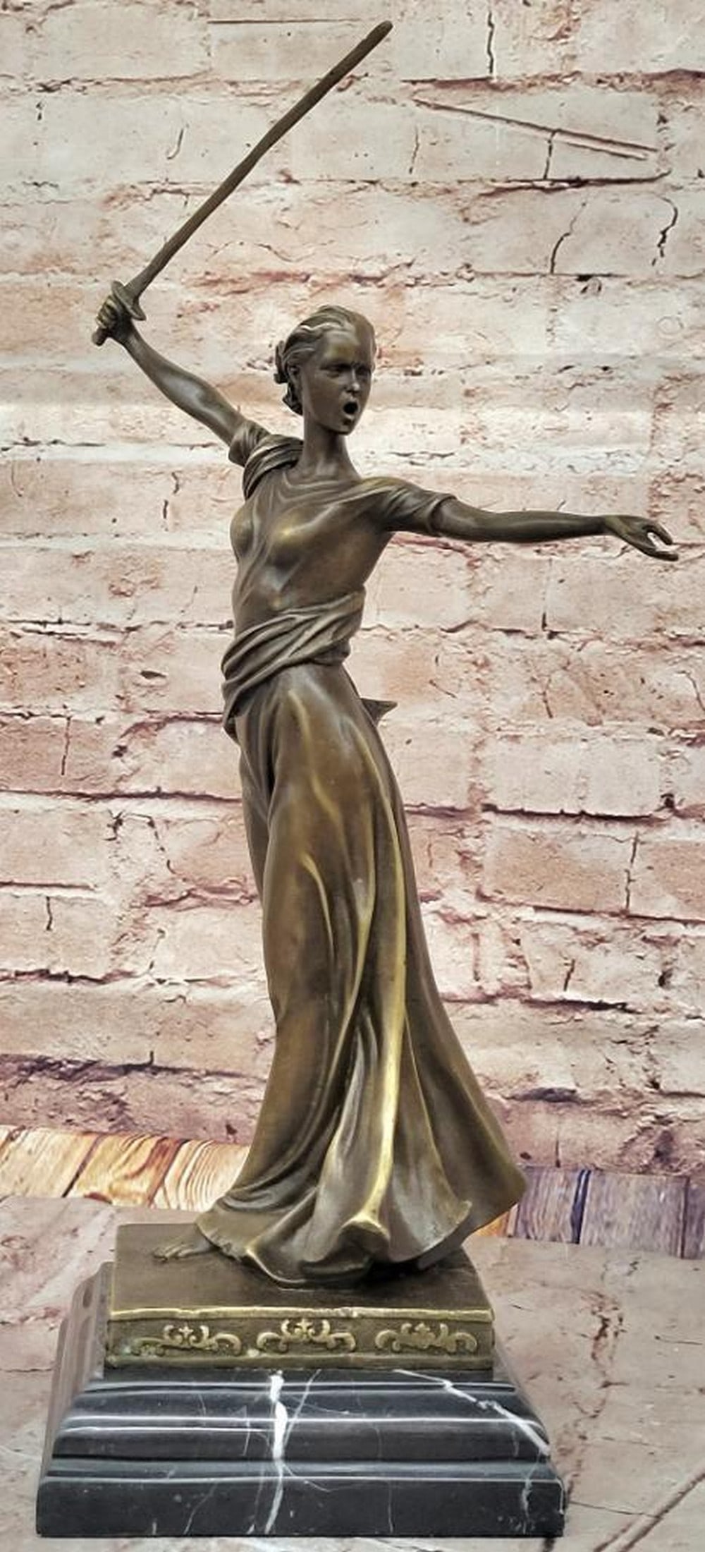 Athena: Goddess of Wisdom and Strength Bronze Sculpture Inspired by R. Leger - 19" x 11" (1 of 6)