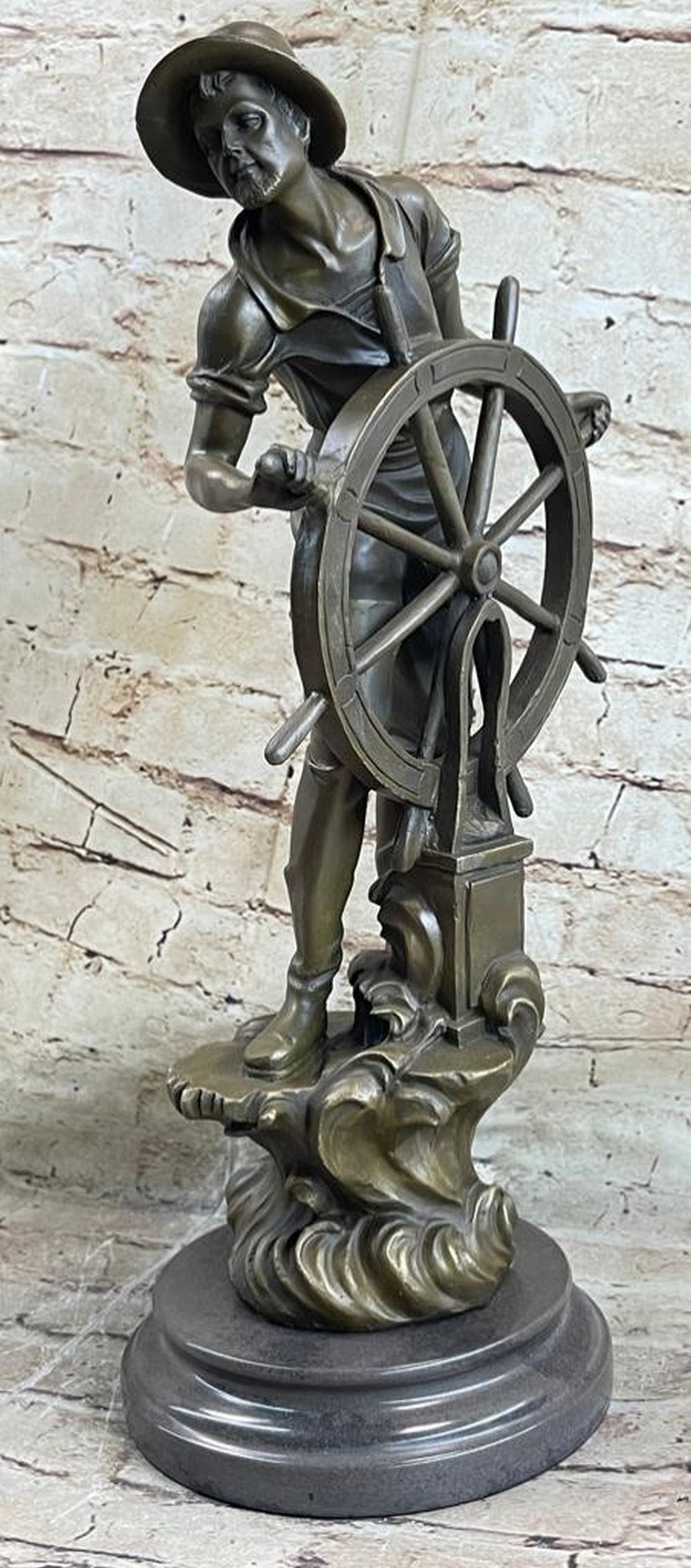 Ship Captain Fisherman Nautical Ocean Sailor Bronze Statue (1 of 4)