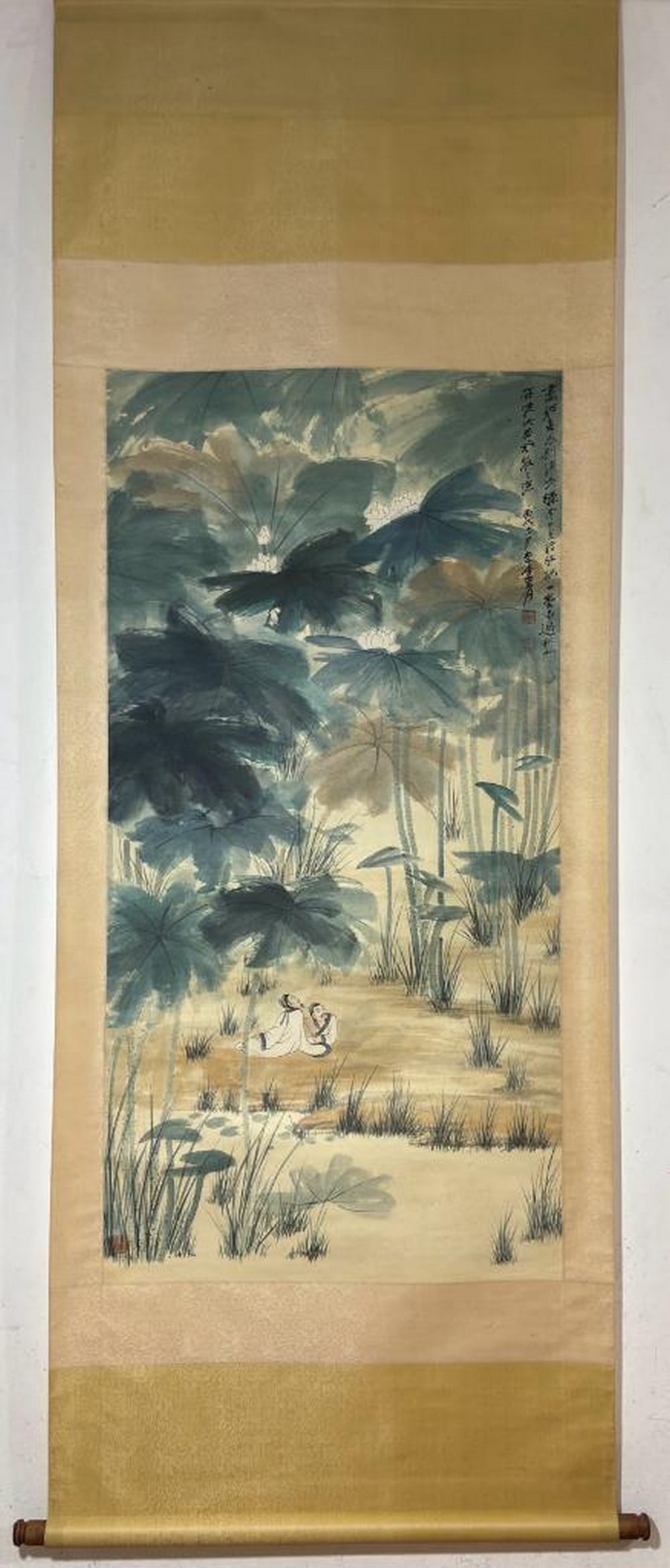 Inspired Chinese Brush Handpainting on Paper Scroll Bearing the Mark of Zhang Daqian (1 of 9)