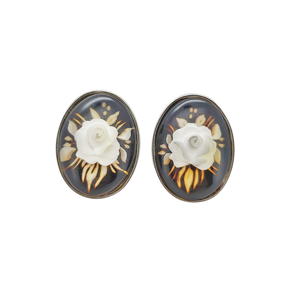Amber Floral Cameo Earrings (1 of 1)