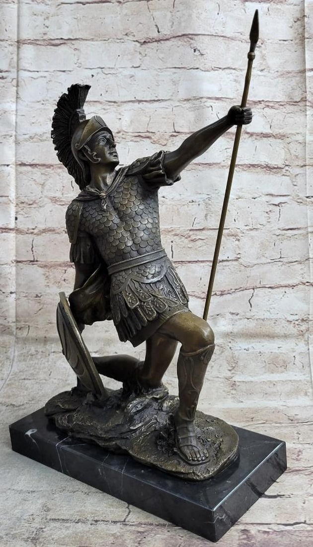 Kneeling Roman Legion Solider Inspired Bronze Statue - 16" x 10" (1 of 6)