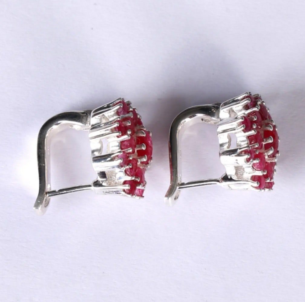 Sterling Silver Ruby Spark Earrings - 2
