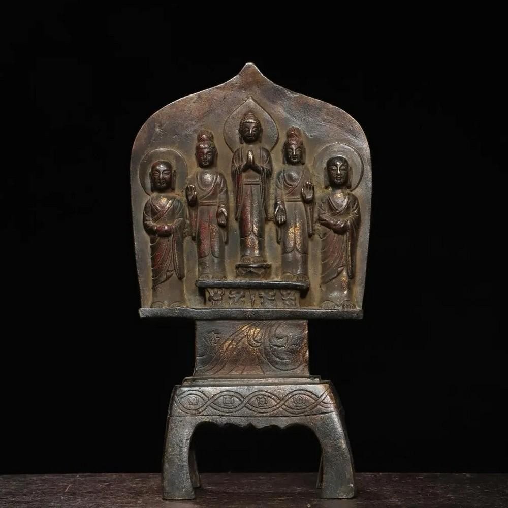 Rare Chinese Antique Handcrafted Northern Wei Buddha Statue in Gilded Pure Copper (1 of 6)