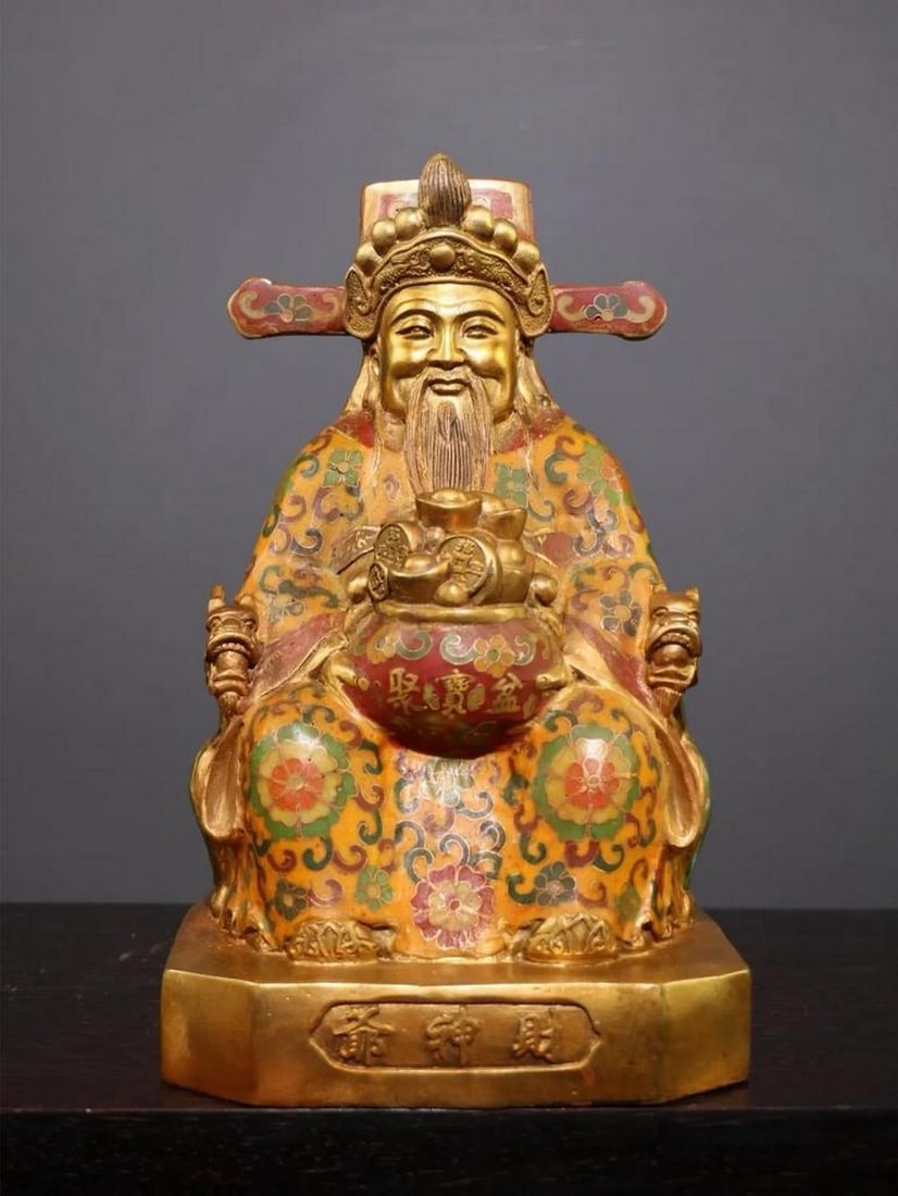 Antique Chinese Cloisonné Enamel God of Wealth Statue (1 of 7)