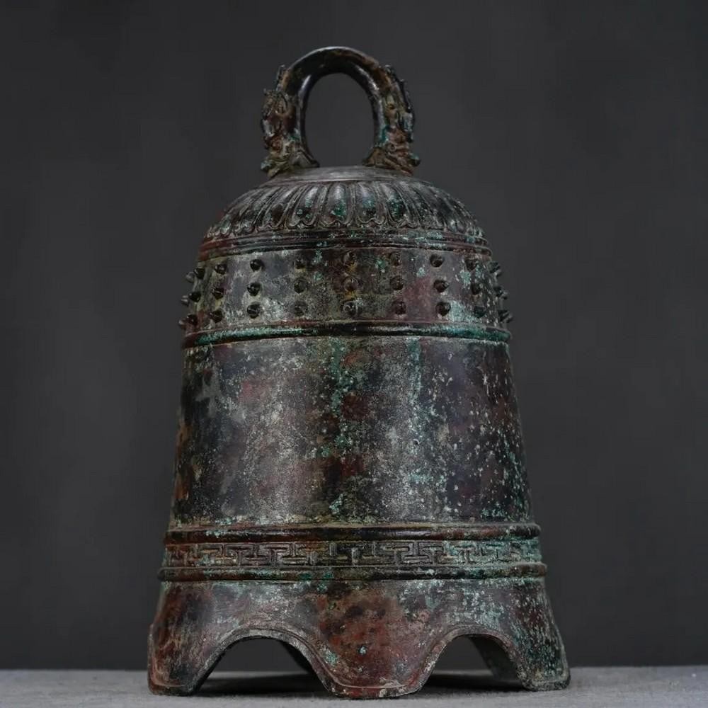 Antique Bronze Double Dragon Bell Statue (1 of 6)