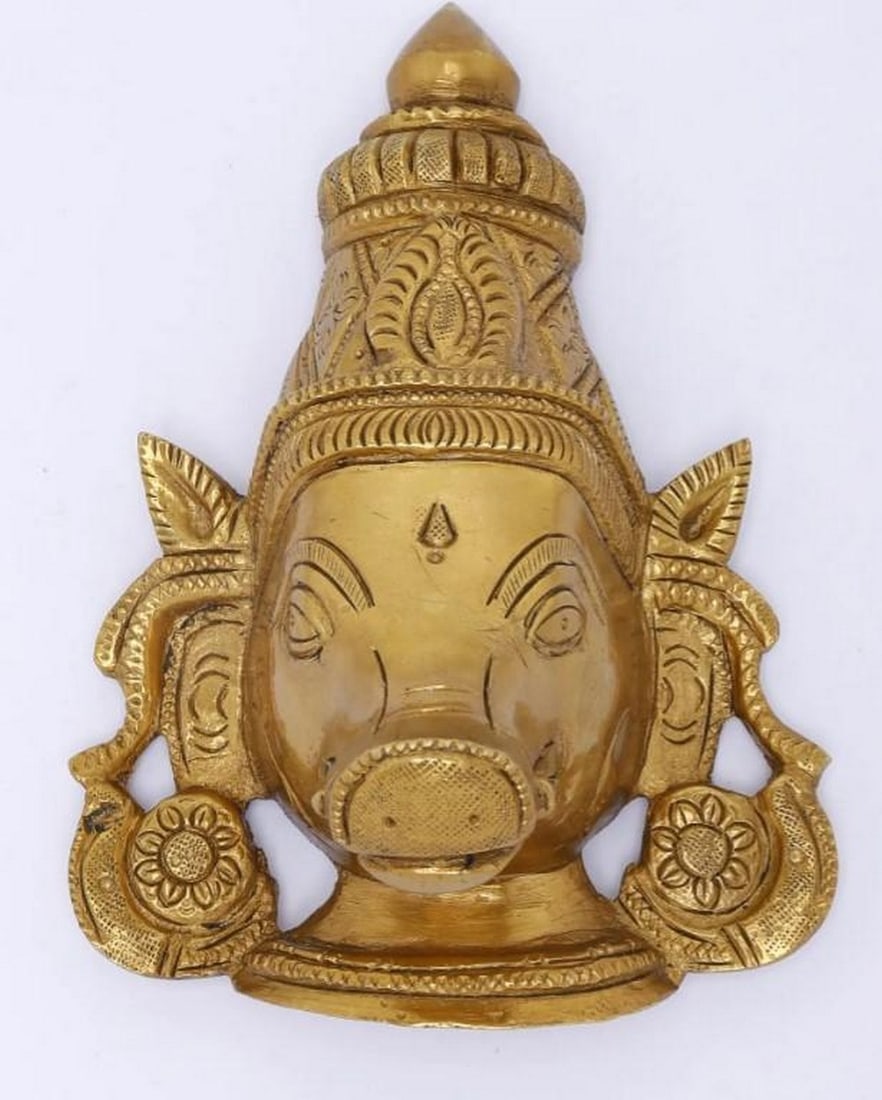 Goddess Varahi Head Brass Wall Hanging (1 of 5)