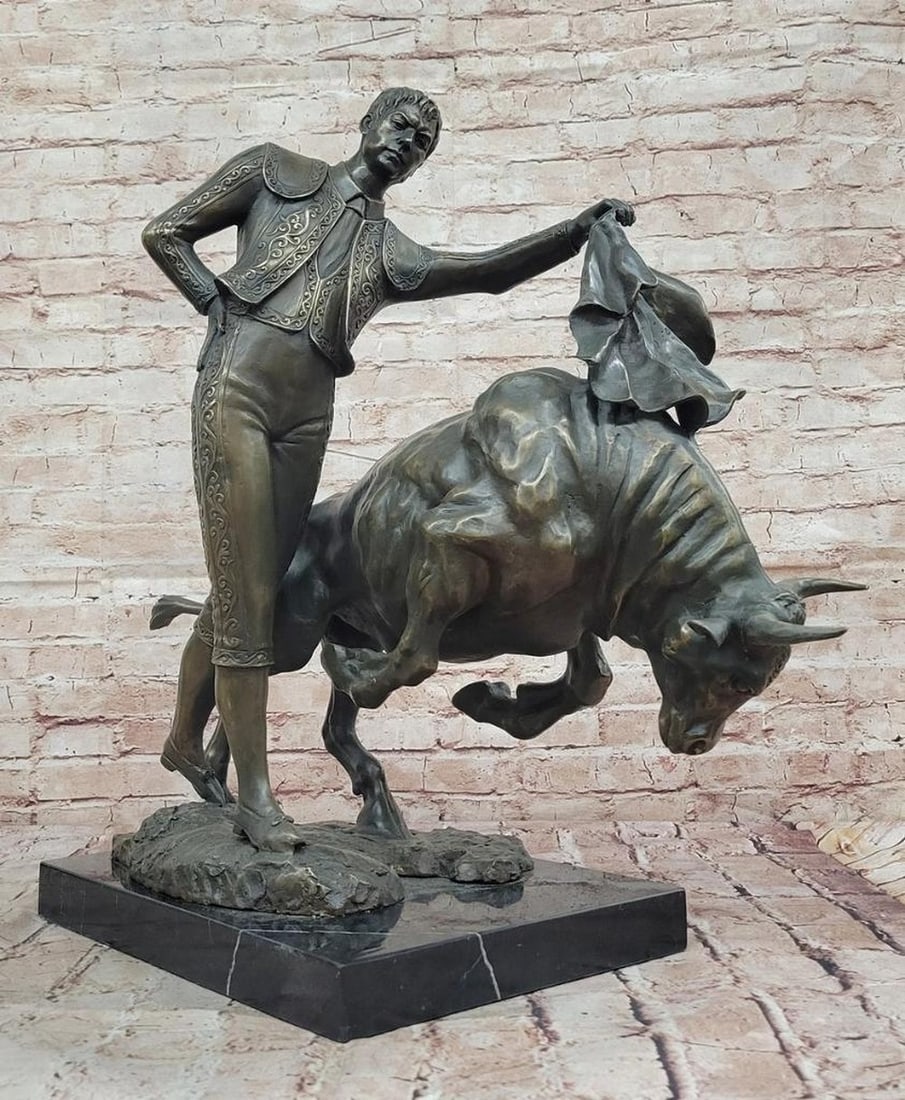 Bronze Matador and Bull Sculpture Dramatic Spanish Bullfighting Scene - 24" x 28": Bronze Matador and Bull Sculpture Dramatic Spanish Bullfighting Scene - 24" x 28" This original signed bronze sculpture vividly captures the intense drama between a Spanish matador and a char