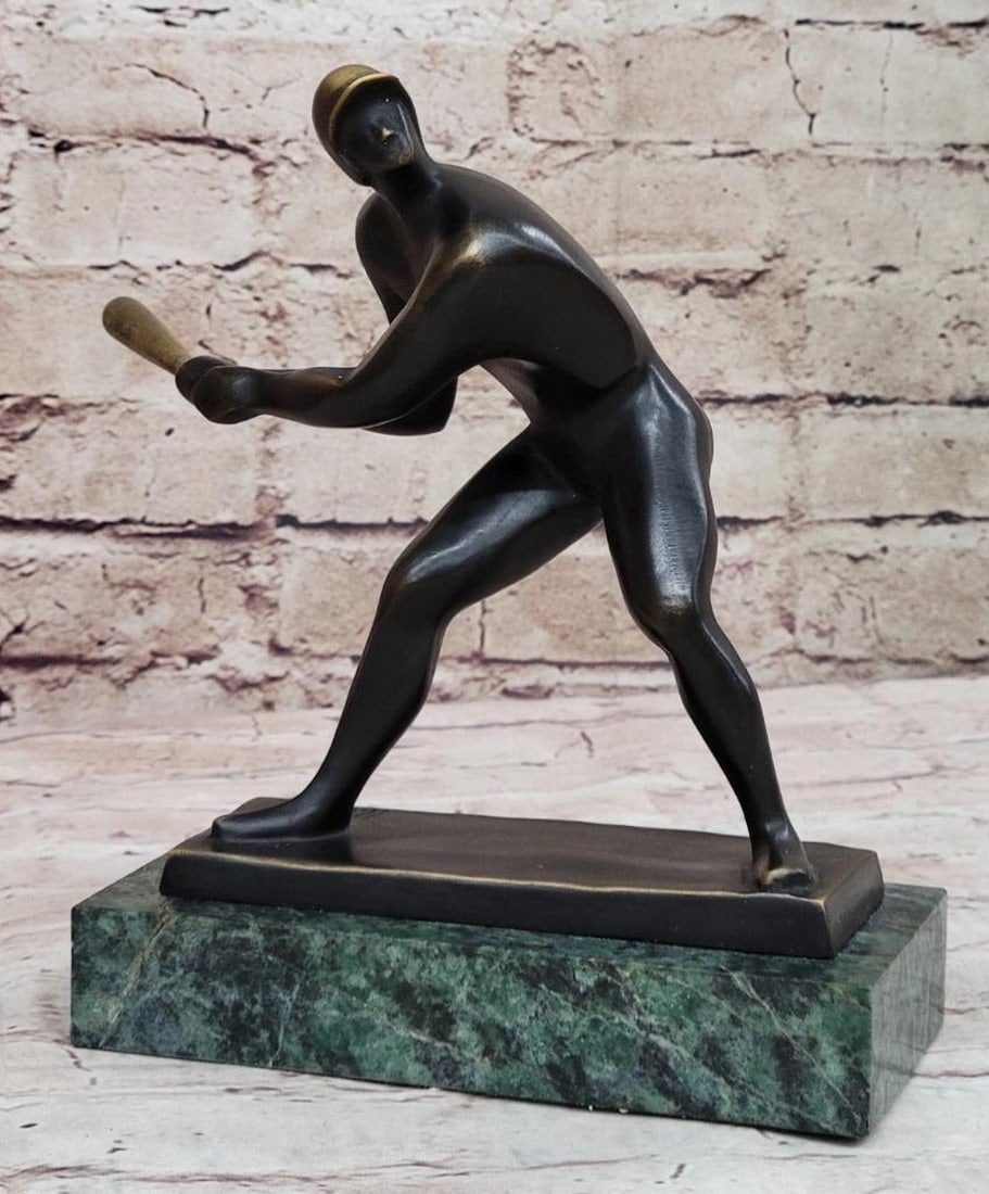 Original Abstract Baseball Player Bronze Sculpture - 8" x 6.5": Original Abstract Baseball Player Bronze Sculpture - 8" x 6.5" He's up at bat. He eyes the pitcher to see what his pitch might be. The ball spirals towards him. He times it and then swing