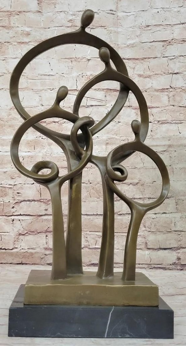 Authentic Solid Bronze, a Mid-Century Abstract Modern Family Piece - 20" x 11": Authentic Solid Bronze, a Mid-Century Abstract Modern Family Piece - 20" x 11" Presenting the captivating "Mid Century Abstract Modern Family" bronze sculpture by Braxton. This authen