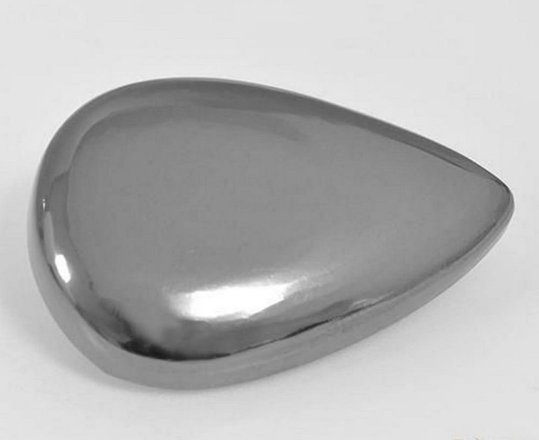 33.96 ct Natural Medium Gray Hematite, Pear Cabochon, Opaque, Brazil (1 of 3)
