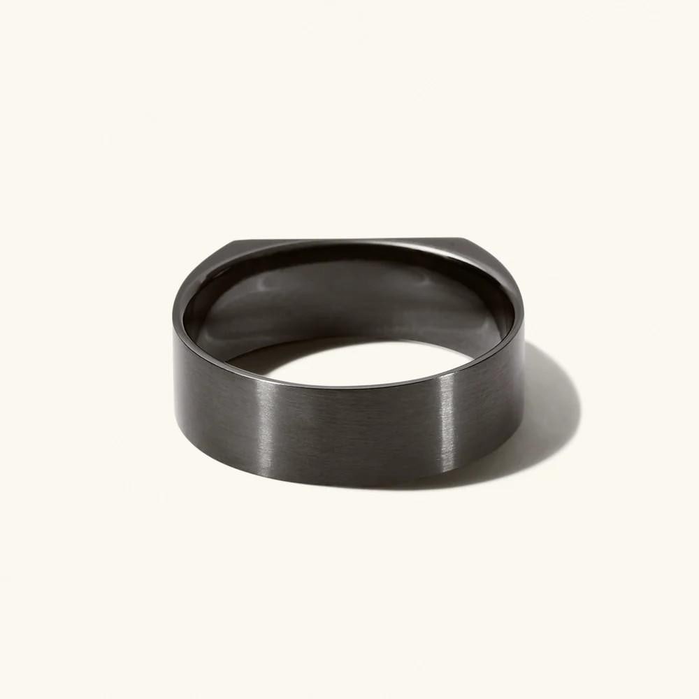 Sleek Rectangle Signet Titanium Ring - 4