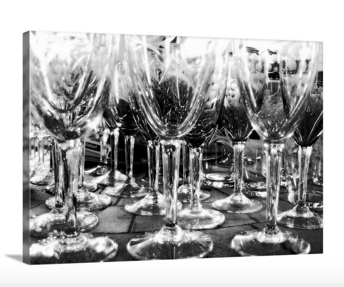 Table Full of Glasses Canvas Reproduction Print: Table Full of Glasses Canvas Reproduction Print Dimensions: 30" x 22" View Photos For Further Details