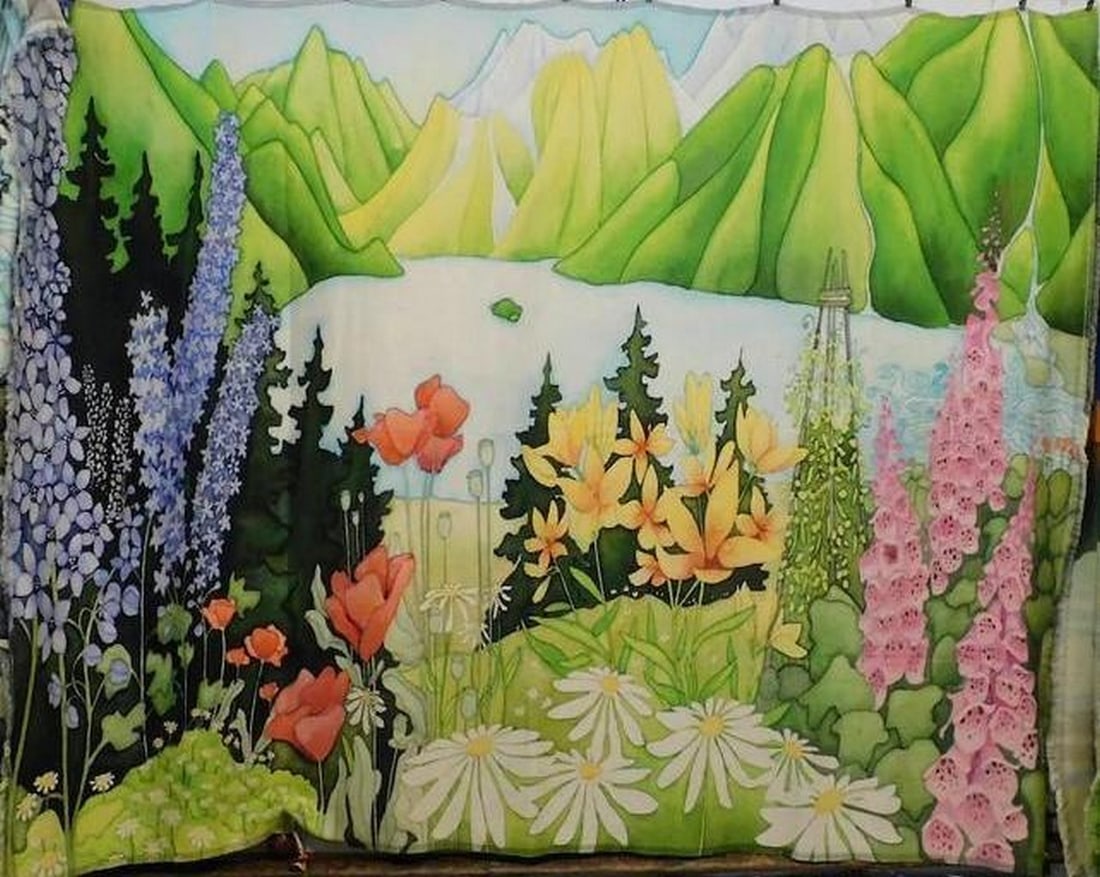 Serene Garden Escape Throw Blanket: Serene Garden Escape Throw Blanket Wrap yourself in tranquility with this cozy blanket, featuring a beautifully detailed scene of a vibrant flower garden, a peaceful pond, and majestic mountains