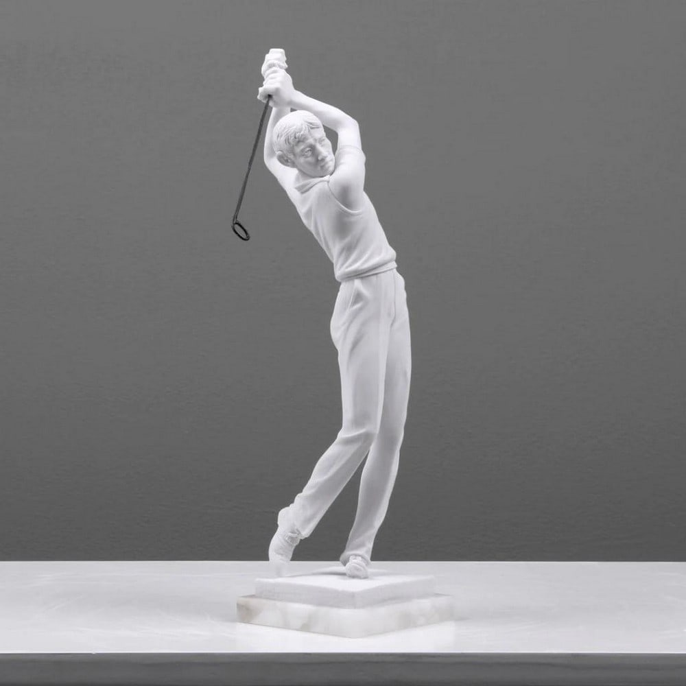 Dedicated Golfer White Carrara Marble Sculpture (1.5lbs) (1 of 6)