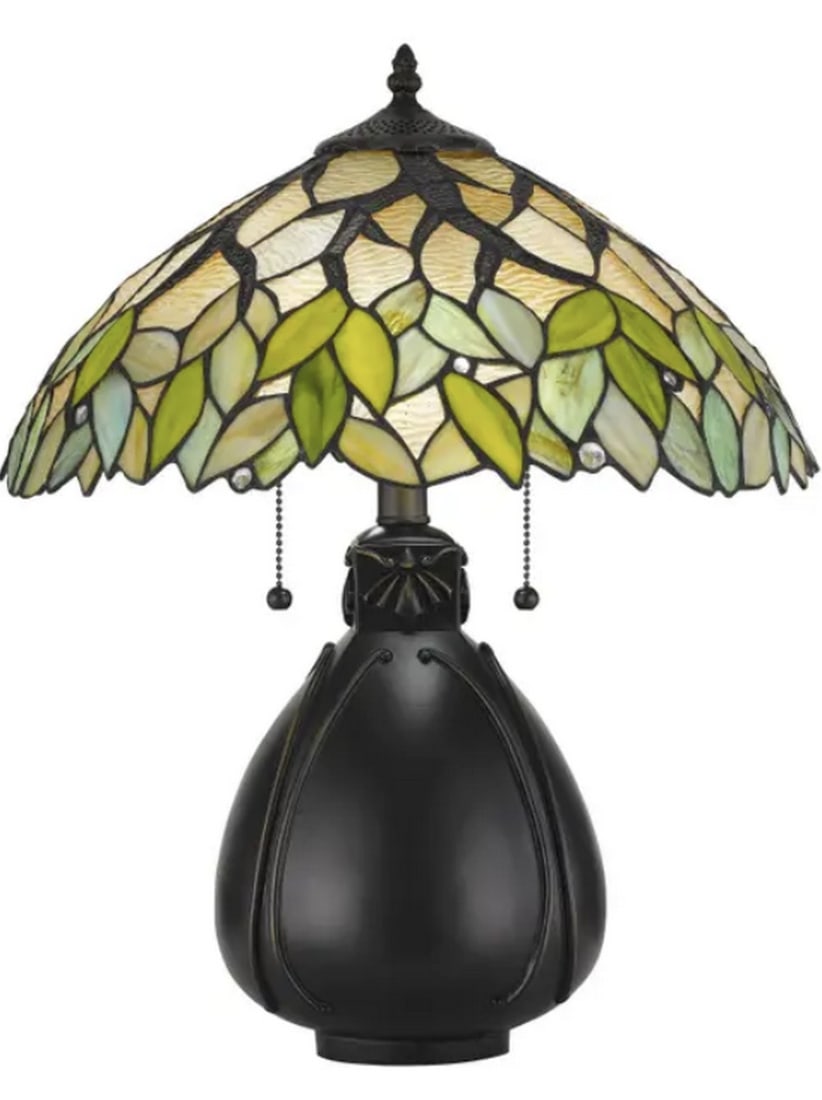 Green Leaf Tiffany Style Table Lamp (1 of 1)
