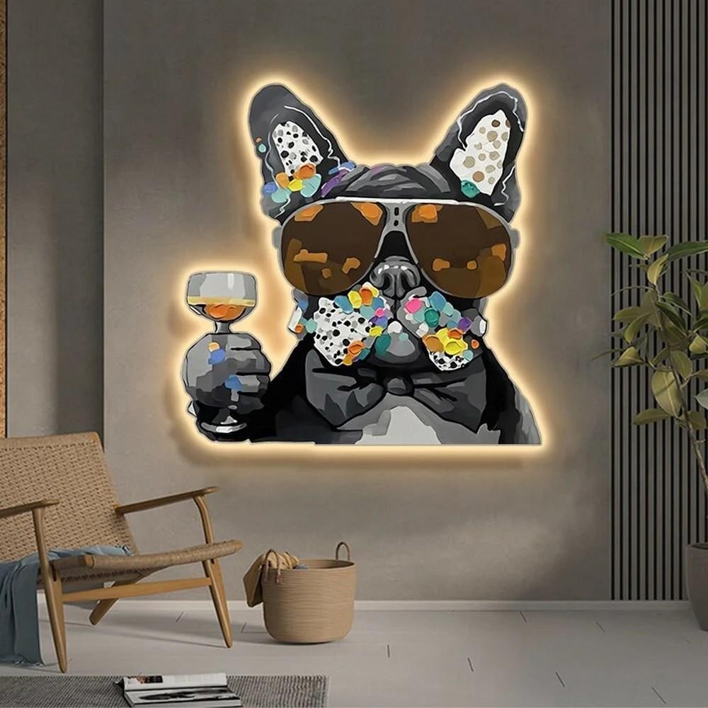 Eclectic Dog Wall Art Light: Eclectic Dog Wall Art Light Add a touch of whimsy to your space with the Eclectic Dog Wall Art Light. This unique piece combines playful canine artwork with ambient lighting, creating a cheerful focal