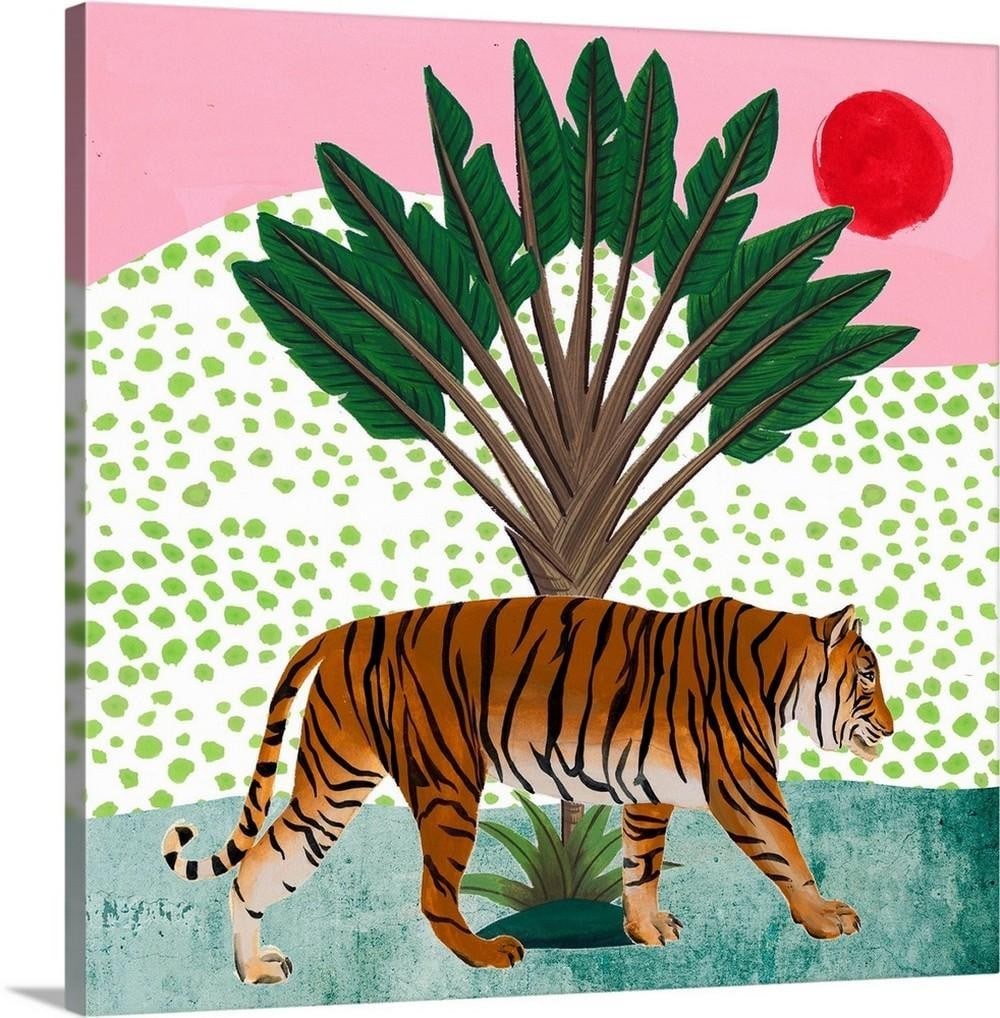 Tiger at Sunrise I – Canvas Reproduction by Melissa Wang: Tiger at Sunrise I – Canvas Reproduction by Melissa Wang Tiger at Sunrise I by Melissa Wang captures the quiet power and majesty of a tiger awakening at dawn. Her watercolor technique balances light