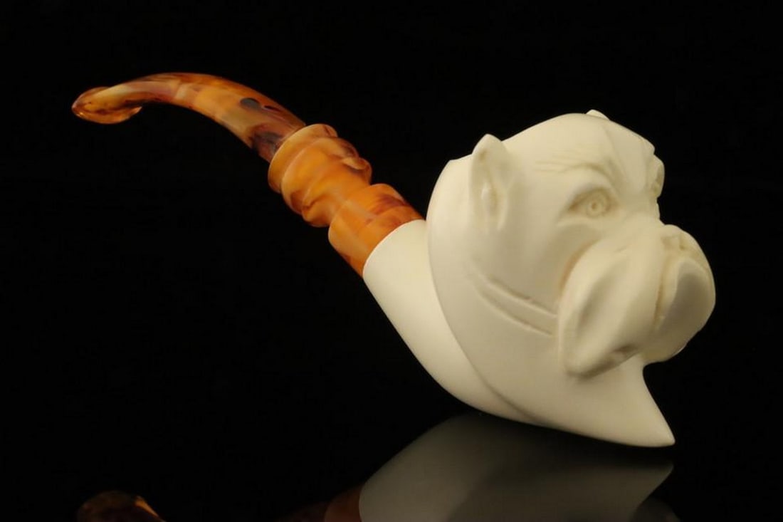 Bulldog Carved Block Meerschaum Pipe with Fitted Case (1 of 5)