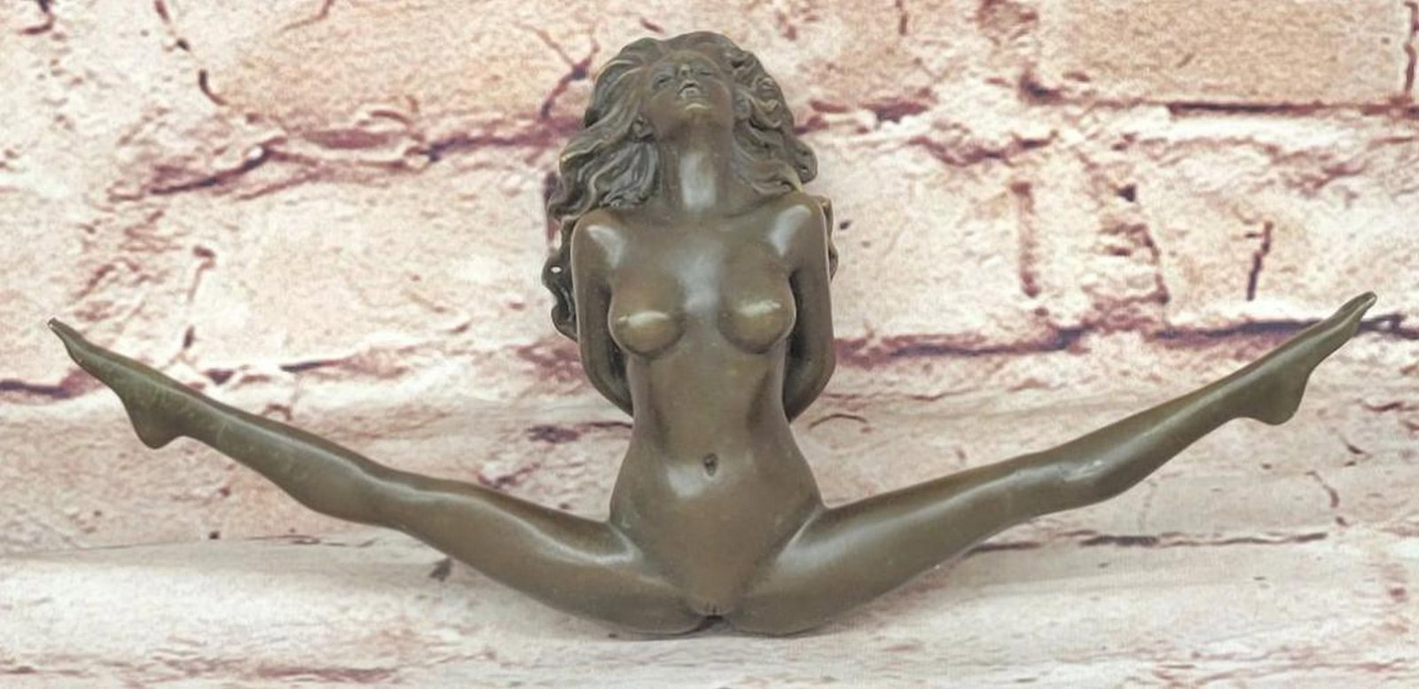 Original Erotic Nude Girl Bronze Sculpture - 5" x 8": Original Erotic Nude Girl Bronze Sculpture - 5" x 8" This beautiful bronze sculpture is a rare and collectible item. It features a pin-up girl with stunning beauty that is sure to catch the e