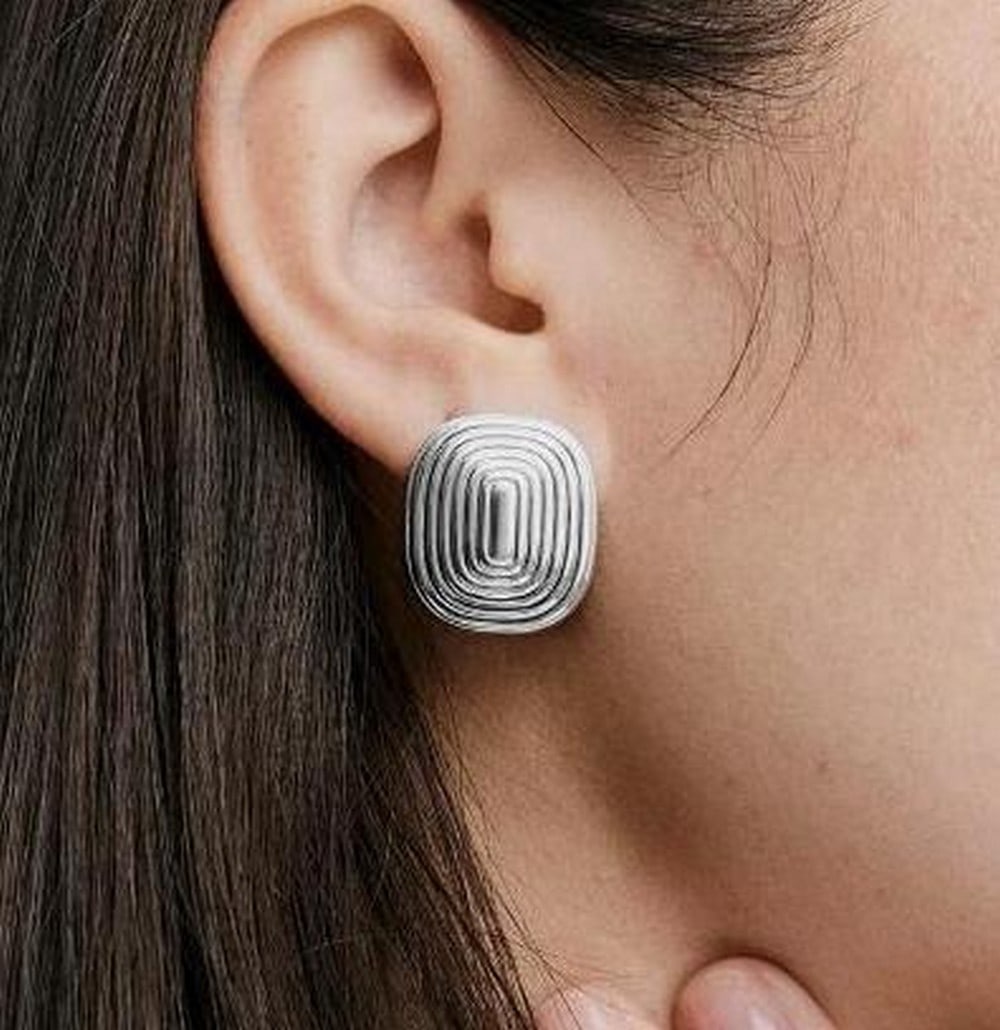 Sterling Silver Wave Ripple Studs - 2