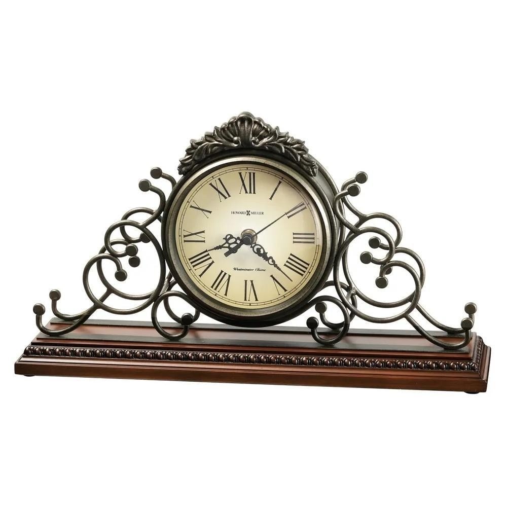 Wrought Iron and Cherry Chiming Mantel Clock (1 of 2)