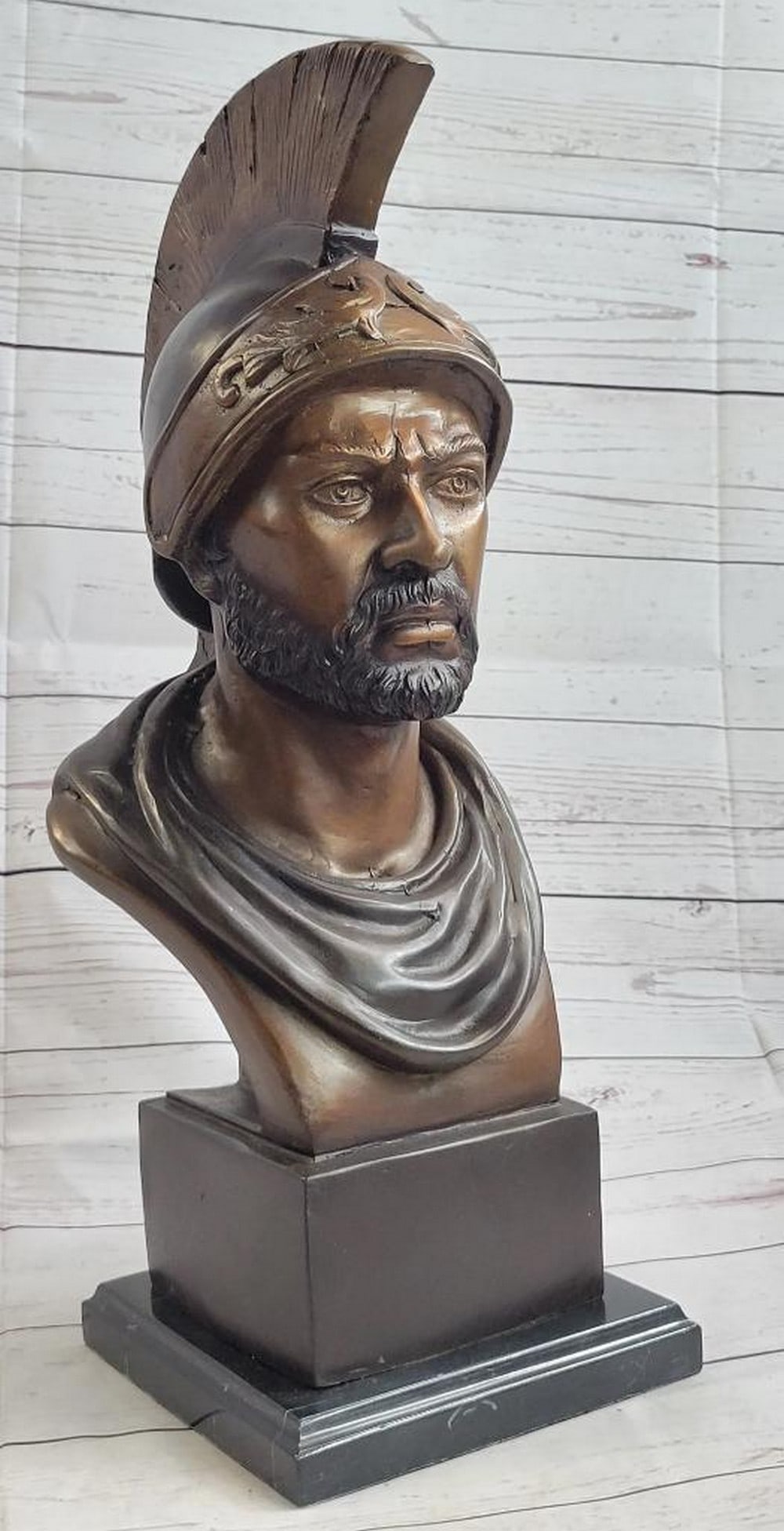 Large Auguste Moreau Greek / Roman Soldier Bust - Vintage Bronze Sculpture 19" x 11" (1 of 9)