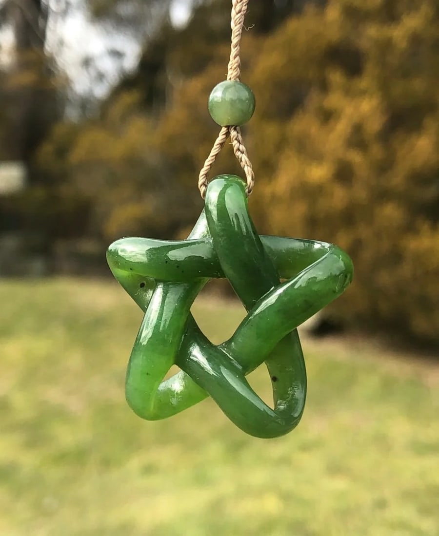 Canadian Nephrite Jade Star Pendant: Canadian Nephrite Jade Star Pendant This pendant is crafted from genuine Canadian Nephrite Jade and shaped into a refined star design, symbolizing guidance and protection. The polished finish