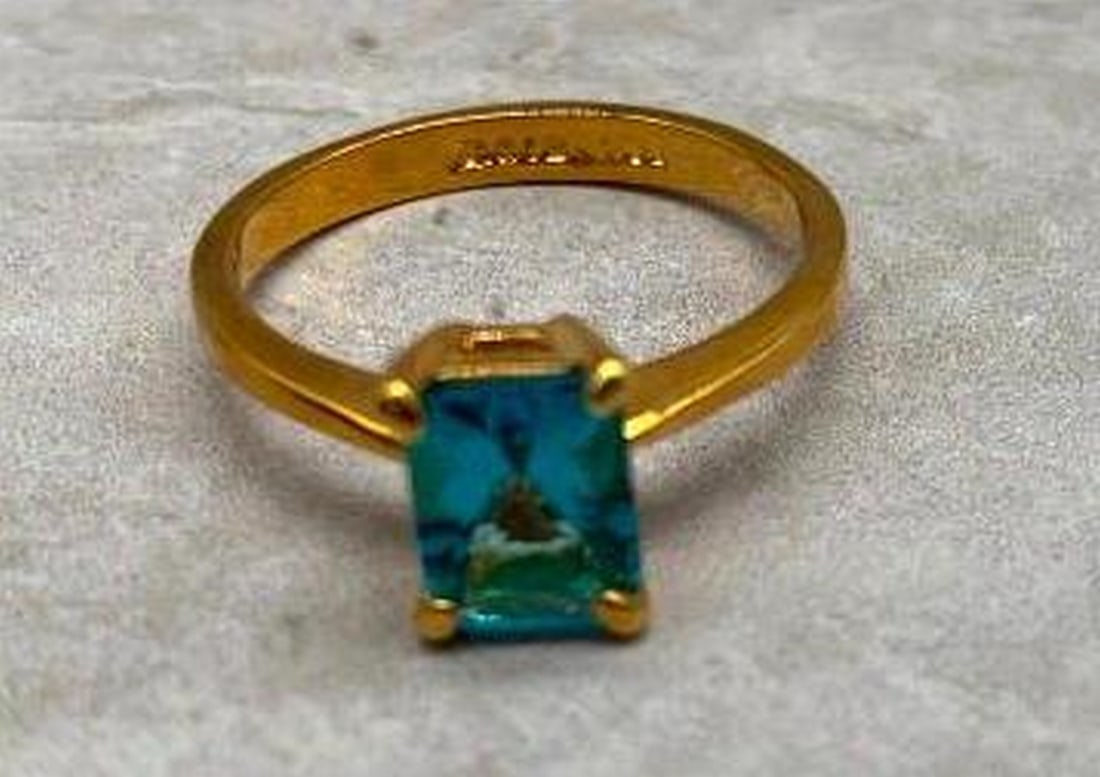 Cushion Cut Blue Stone Ring - 3